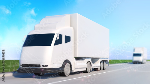 Car transport online shipping business,car mockup poster,cargo truck,3d rendering