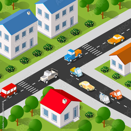 Lifestyle scene urban Isometric 3D illustration of a city