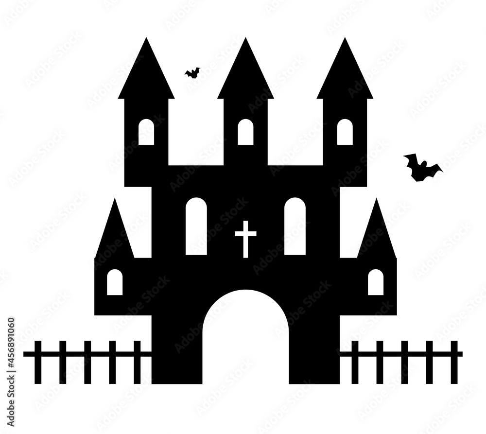 Building Halloween Cathedral Horror Church Festive Illustration