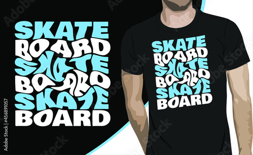 SKATE BOARD typography vector illustration, t shirt mock up ,print, clothing apparel.