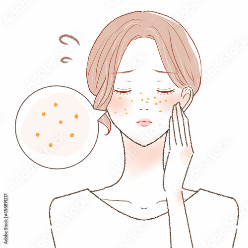 皮脂毛穴に悩む女性
