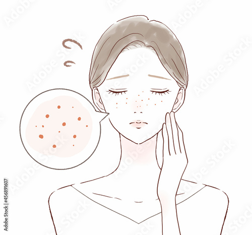 皮脂毛穴に悩む女性