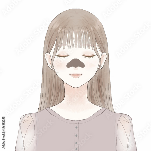 鼻パックをする女性