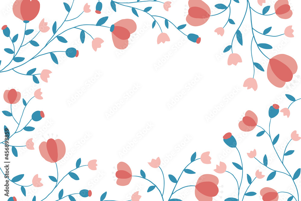 Colorful floral frame illustration on white background