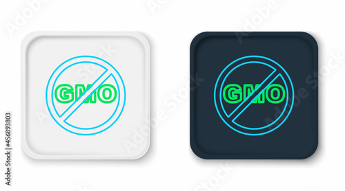 Line No GMO icon isolated on white background. Genetically modified organism acronym. Dna food modification. Colorful outline concept. Vector