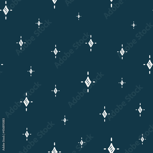 Dark blue starry night stardust pattern repeat fabric print background seamless design. Vector illustration. Surface pattern design. Great for home decor and retro sewing projects. 