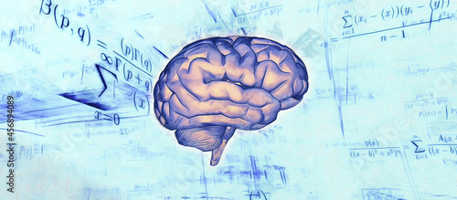 Canvas-taulu Brains on a mathematical background