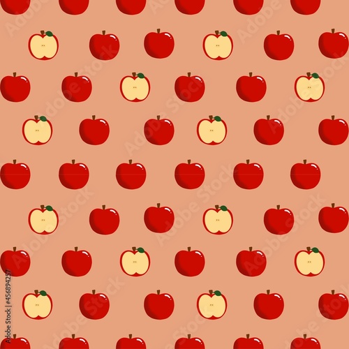 Apple seamless pattern. Simple color design. 