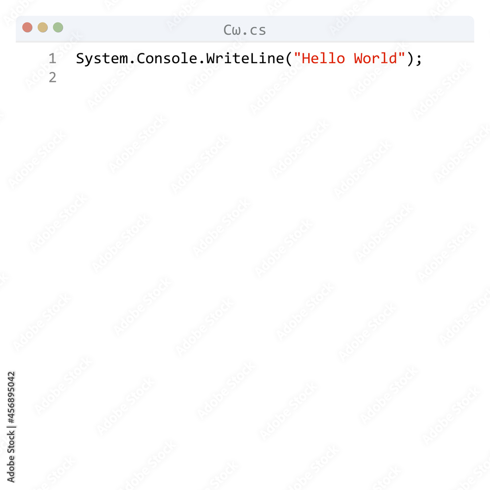 Cω language Hello World program sample in editor window