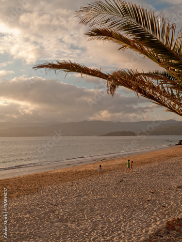 Atardecer en la playa de Portosín, Ría de Muros, Galicia photo