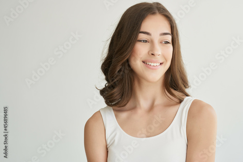 beautiful woman posing glamor cosmetics isolated background