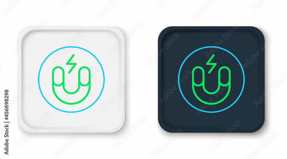 Line Magnet icon isolated on white background. Horseshoe magnet, magnetism, magnetize, attraction. Colorful outline concept. Vector Line Magnet icon isolated on white background. Horseshoe magnet, magnetism, magnetize, attraction. Colorful outline concept. Vector