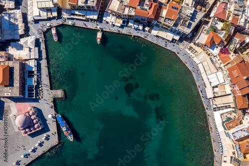 Marina and old town of Chania, Crete island. Greece