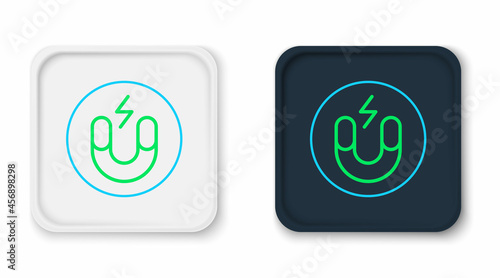 Line Magnet icon isolated on white background. Horseshoe magnet, magnetism, magnetize, attraction. Colorful outline concept. Vector