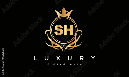SH royal premium luxury logo with crown 