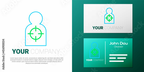 Line Human target sport for shooting icon isolated on white background. Clean target with numbers for shooting range or shooting. Colorful outline concept. Vector