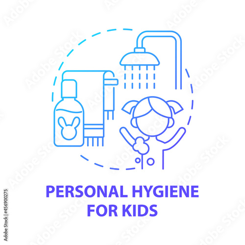 Personal hygiene for kids blue gradient concept icon. Teach child of hygiene routine abstract idea thin line illustration. Wash hands and teeth. Vector isolated outline color drawing