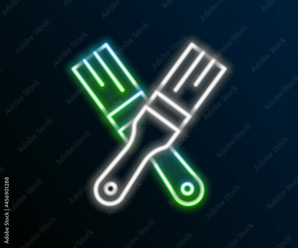 Glowing neon line Paint brush icon isolated on black background. Colorful outline concept. Vector Glowing neon line Paint brush icon isolated on black background. Colorful outline concept. Vector