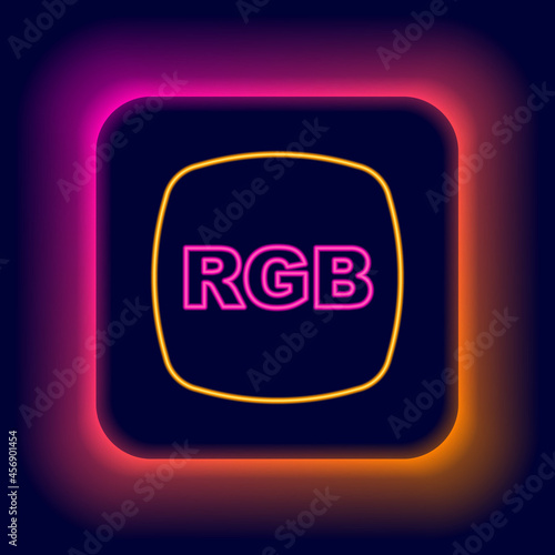 Glowing neon line Speech bubble with RGB and CMYK color mixing icon isolated on black background. Colorful outline concept. Vector