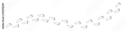 Human footprints, trails and paths. Walking trail. Flat design.