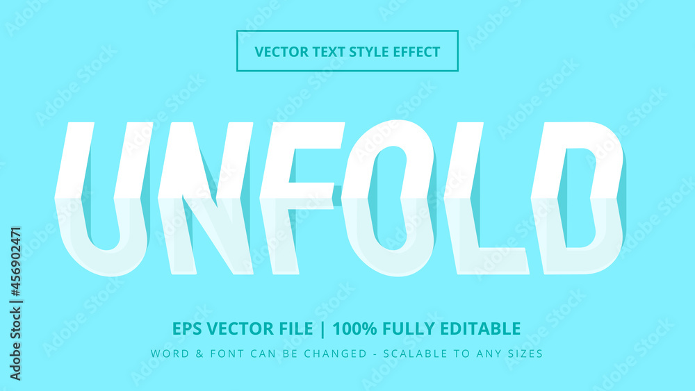 Unfold paper editable 3d vector text style effect. Editable illustrator text style.