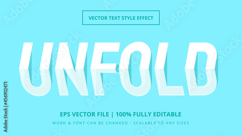 Unfold paper editable 3d vector text style effect. Editable illustrator text style.