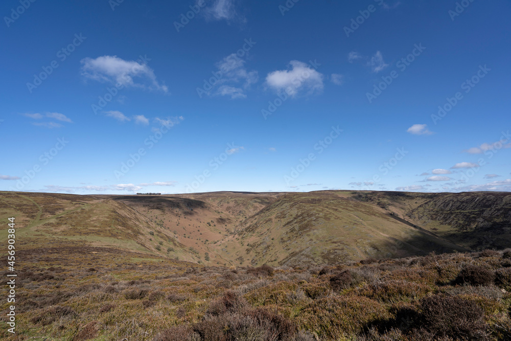 Landscape view of the Long Mynd in the Shropshire Hills UK