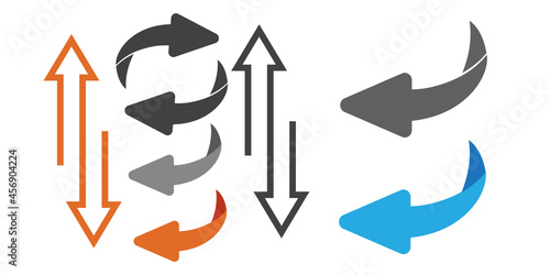Flip over or turn. Back Arrow icon flat