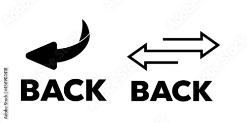 Page turn or back arrow flat vector set