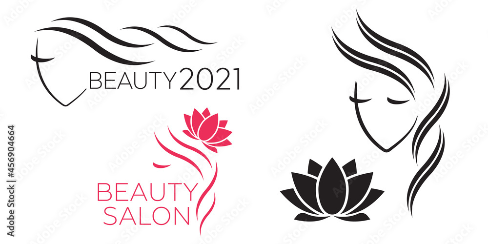 Beautiful woman vector logo template for hair salon, beauty salon, cosmetic procedures, spa center. vector logo template for hair salon Beautiful woman vector logo template for hair salon, beauty salon, cosmetic procedures, spa center. vector logo template for hair salon