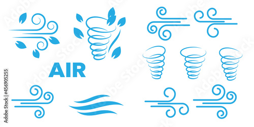 Wind blowing vector icon isolated on white background. Simple flat wind pictogram. Cold weather symbol black illustration. - Vector