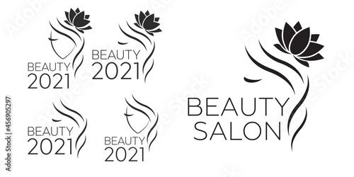 Beautiful woman vector logo template for hair salon, beauty salon, cosmetic procedures, spa center. vector logo template for hair salon