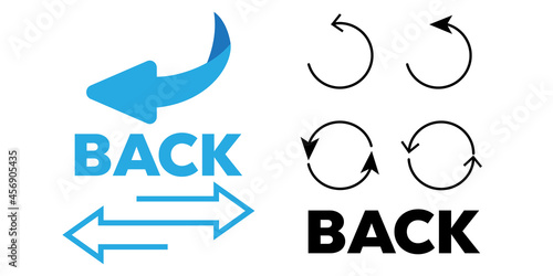 Page turn or back arrow flat vector set