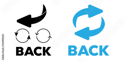 Flip over or turn. Back Arrow icon flat