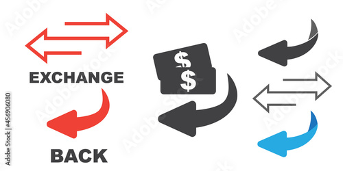Flip over or turn. Back Arrow icon flat