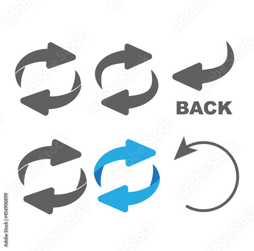 Flip over or turn. Back Arrow icon flat