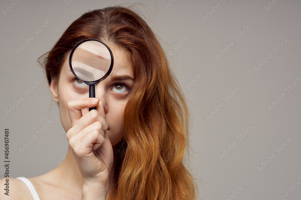 red-haired woman cosmetology skin care puberty isolated background red-haired woman cosmetology skin care puberty isolated background
