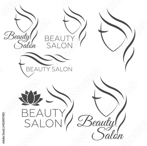 Beautiful woman vector logo template for hair salon, beauty salon, cosmetic procedures, spa center. vector logo template for hair salon
