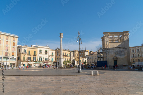 Lecce, Puglia, Italy - August 18, 2021: View of Sant'Oronzo square in Lecce