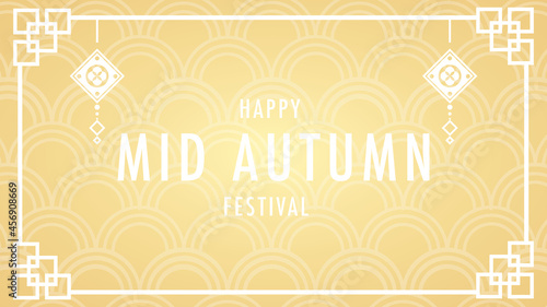 Happy Mid Autumn Festival with Chinese element on gold background  , Flat Modern design , illustration Vector EPS 10 © NARANAT STUDIO