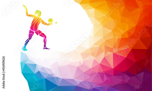 Table tennis female player. Ping-pong vector illustration