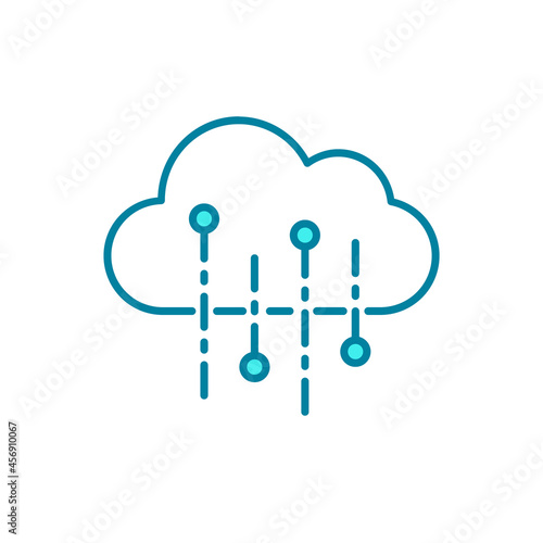 Cloud API line icon. Application programming interface. Easy and secure data exchange software. User application integration. Intermediary communication program. Vector illustration, flat, clip art.