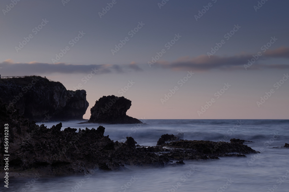 Toro beach Llanes, Asturias Spain. rock formations in Cantabrian sea