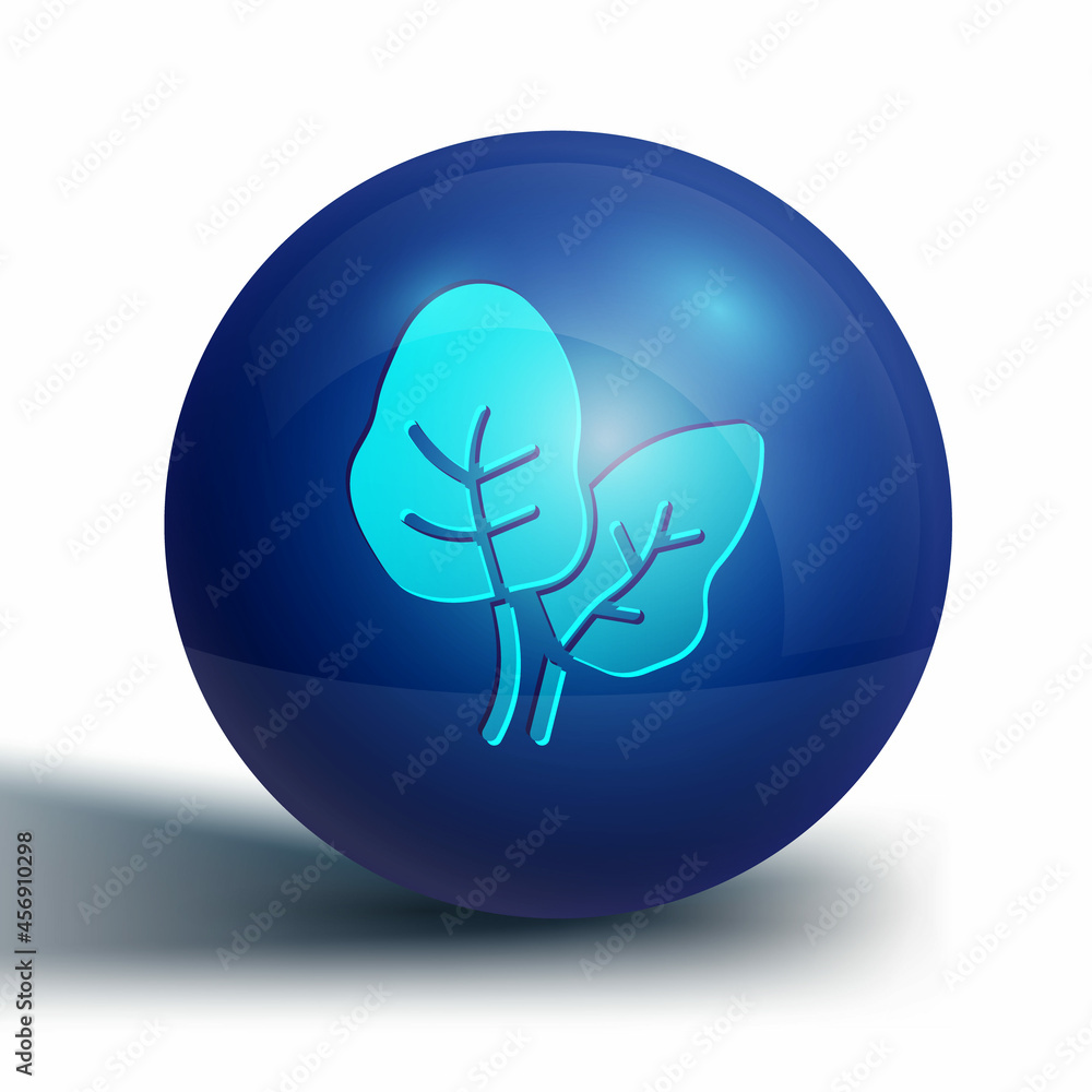 Blue Tropical leaves of palm tree icon isolated on white background. Blue circle button. Vector Blue Tropical leaves of palm tree icon isolated on white background. Blue circle button. Vector