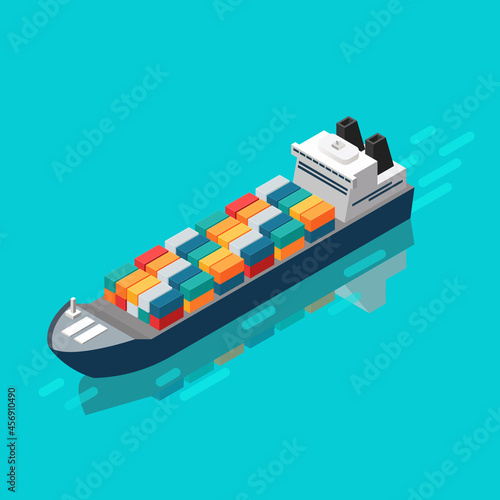 Container ship in isometric view photo