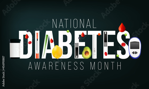 National Diabetes month is observed every year in November, it is the primary global awareness campaign focusing on diabetes. Vector illustration