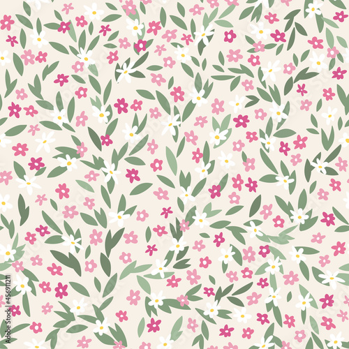 Fototapeta Naklejka Na Ścianę i Meble -  seamless pattern with cute little flowers. colorful vector illustration. vintage multicolored background, perfect for surface design, textile, stationery, wrapping paper, fabric, wallpaper, card