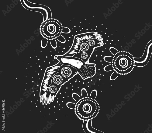 Aboriginal black and white eagle art - Illustration