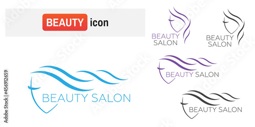 Beautiful woman vector logo template for hair salon, beauty salon, cosmetic procedures, spa center. vector logo template for hair salon © 3dwithlove