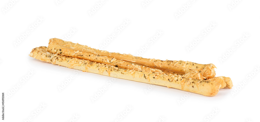 Fresh delicious grissini sticks on white background Fresh delicious grissini sticks on white background